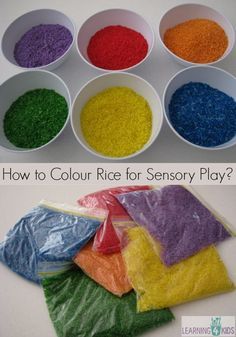 how to color rice for sensory play?