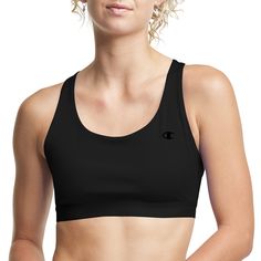 PRICES MAY VARY. SUPPORT LEVEL – Moderate support sports bra for women provides the perfect amount of support for jogging, gym workouts, and cycling. THE FEEL – Tight compression fabric for a stay-put fit. THE SHAPE - This bra does not contain cups. THE STRAPS – Thick, adjustable racerback bra straps feel easy on skin. THE CLOSURE – Secure hook-and-eye clasp adjusts for a custom fit with your toughest workouts in mind. DON’T SWEAT THE SWEAT – This women's sports bra has Double Dry technology tha Bra For Women, Bra Size Charts, High Impact Sports Bra, Comfortable Bras, High Intensity Workout, Compression Fabric, Racerback Bra, Racerback Sports Bra, Black Sports Bra