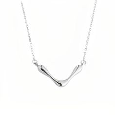 This V pendant necklace is made of silver, The delicate and cute V shape is every girl's dream pendant style, we design it, so it will be an unusual gift. Detail Item No: JC-Necklace-12Material: S925 silverColor: goldSize: pendant 24.5*12mm/chain width 1.2mmChain length: 44cm/47cm (two adjustable sizes)Weight: 2.56-2.66g Sterling Silver Pendant Necklace With Delicate Chain, Modern Sterling Silver Chain Necklaces, White Gold Teardrop Pendant Clavicle Necklace, Silver Drop Necklace With Chain As A Gift, Silver Chain Drop Necklace For Gift, Formal Sterling Silver Necklace With Delicate Chain, Elegant Silver Teardrop Pendant Chain Necklace, Sterling Silver Clavicle Chain Charm Necklace For Formal Occasions, Formal Sterling Silver Clavicle Chain Charm Necklace