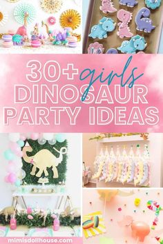 girls'dinosaur party ideas with pink and blue decorations