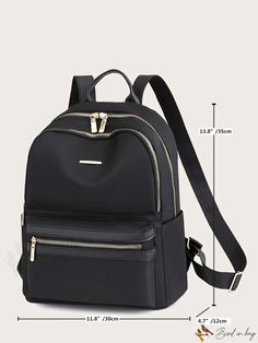 BirdinBag - Functional Metal Decor Backpack: Minimalist, Waterproof, Versatile for Womens Business & College Needs Solid Color Travel Bag With Zipper Closure, Commuter Bags With Zipper Pocket, Rectangular Solid Backpack With Zipper Closure, Backpack With Zipper Closure For Commuting, Versatile Bags With Zipper Closure For Back To School, Commuting Softback Bag With Zipper Pocket, College Needs, Backpack Minimalist, Womens Business