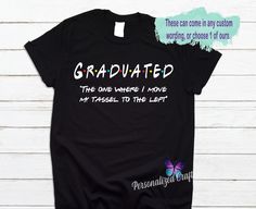 ☆☆☆ We offer large Group order discounts. Send us a message!

A personalized high school or college senior t-shirt featuring the iconic "Friends" TV show font and a funny saying is a great way to commemorate the end of your academic journey.  The funny saying on the t-shirt is a playful nod to the academic stress and hard work you've endured throughout your high school or college career.  This personalized t-shirt is a fun and unique way to show off your senior status, and it can be worn with pride during graduation events, senior trips, or just around town. It's a great conversation starter and a fun way to bond with your fellow seniors. Plus, the comfortable fabric and casual fit make it perfect for everyday wear.

IF NO STYLE IS CHOSEN, the default style will be #1. SHIRT INFO:********* Ross And Chandler, Rachel And Monica, Monica And Rachel, Senior Class Shirts, Grad Shirts, Class Shirt, Senior Shirts, College Senior, Senior Trip