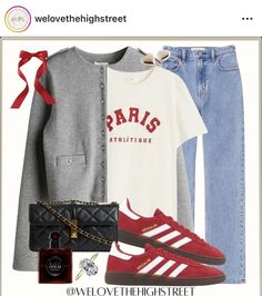 Gazelle Red Adidas Outfit, Red Trainers Outfit, Red Sambas Adidas Outfit, Samba Sneakers Outfit, Red Sneakers Outfit, Looks Adidas, Trainers Outfit, Red Sneakers, Casual Chic Outfit