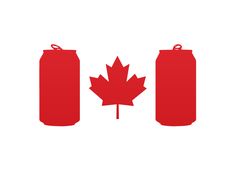 the canadian flag is next to two red canisters