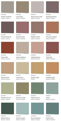 the color chart for different shades of paint