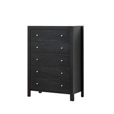 a black dresser with five drawers