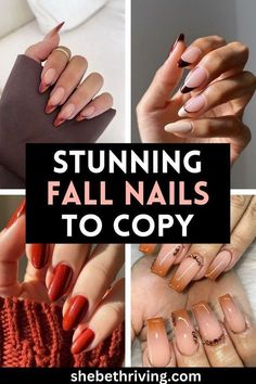 Short Classy Nails Ombre, Natural Nail Fall Colors, Acrylic Nail Designs Mid Length, October Coffin Nail Ideas, Coffin Fall Nail Ideas, Fall Acrylic Nails 2024, Nails With Different Color Tips, Gel X Nail Art Designs, Fall Nail Ombre