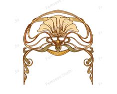 an art nouveau style headboard with flowers on it