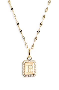 A modernist initial pendant is suspended from a bold, adjustable chain on this necklace crafted of 14-karat gold plate. 14k-gold plate/cubic zirconia Imported Initial Pendant Necklace, Necklace Craft, Initial Pendant, Womens Jewelry Necklace, Nordstrom Rack, Jewelry Necklace Pendant, Cubic Zirconia, Initials, Gold Plate