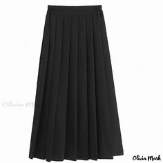 Olivia Mark - Elegant Student Uniform Skirt Navy Long Dress, Student Uniform, Long Black Skirt, Uniform Skirt, Skirt A Line, Elegant Skirt, Mid Length Skirts, Long Sleeve Maxi, Maxi Dress With Sleeves