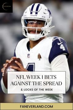 a football player holding a ball with the words nfl betts against the spread