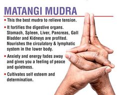 a poster with the words matangi mudra written on it and two hands in the middle