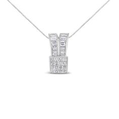 Celebrate her birthday, anniversary or your love of her every day with this gorgeous pendant. Princess cut diamonds bound by 14k white gold are crowned with channel set baguettes in a perfect double loop. Heart Ribbon, Ribbon Necklace, Baguette Cut Diamond, Bridal Bands, Channel Set, Baguette Cut, Bracelet Collection, Fine Earrings, Trending Gifts