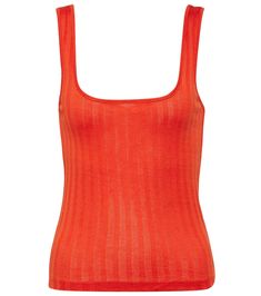 This slinky tank top from Vince has a fitted silhouette with a round neckline. Made from cotton, it's semi-sheer and has a wide ribbed-knit finish. Ribbed Stretch Tank Top For Summer, Summer Ribbed Stretch Tank Top, Summer Stretch Ribbed Tank Top, Ribbed Stretch Camisole For Summer, Stretch Ribbed Tank Top For Layering, Summer Ribbed Stretch Camisole, Summer Ribbed Cotton Vest, Summer Stretch Ribbed Camisole, Summer Cotton Ribbed Vest