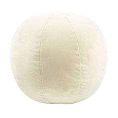 a white round pillow on a white background