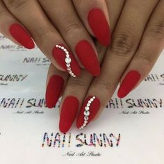 Bridal Nails Designs, Unghie Sfumate, Red Acrylic Nails, Nails Design With Rhinestones, Red Nail Designs, Christmas Nails Acrylic, Xmas Nails, Cat Kuku