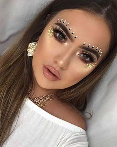 Carnaval Make-up, Make Carnaval, Festival Makeup Rave, Festival Make Up, Festival Makeup Glitter, Rhinestone Makeup