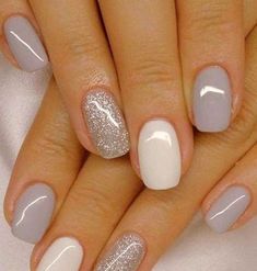 Grey Gel Nails, Grey Nail Polish, Nagellack Trends, Gray Nails, Short Acrylic Nails, Nail Arts