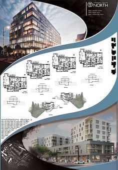 an advertisement for a new apartment complex in north vancouver, with images of the building and its surroundings