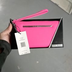 Talk About A Great Gift, Super Neon Fuchsia Pink Wallet, Would Make A Great Statement Piece For Any Outfit Pink Clutch Wallet With Zipper Pouch, Pink Pouch Wallet For Evening, Pink Wallet, Studded Clutch, Pink Wristlet, Velvet Clutch, Rhinestone Clutch, Steve Madden Bags, Evening Handbag