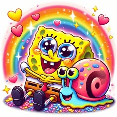 an image of spongebob and his snail