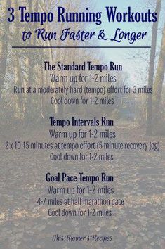 Want to run faster at any race distance? Learn how tempo runs work then add these three effective tempo run workouts to your training! Tempo Run Workout, Running Plans, Running Workout Plan, Track Workouts, Run Workout, Interval Running