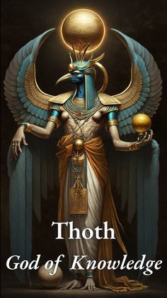 an egyptian god standing with his hands on his hips and the words, thoh god of