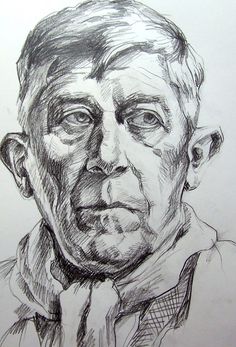 a black and white drawing of a man's face