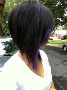 So cute! Peekaboo Purple! Edgy Bob Haircuts, Inverted Long Bob, Bob Hair, Cut My Hair, Love Hair, Hair Today, Great Hair, Purple Hair