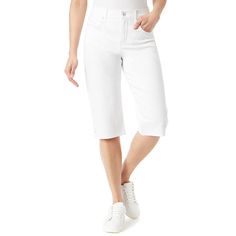 These women's Gloria Vanderbilt Lorelai skimmer pants are designed to complement your favorite tops and tees.Click on this WOMEN'S GUIDE to find the perfect fit and more! These women's Gloria Vanderbilt Lorelai skimmer pants are designed to complement your favorite tops and tees.Click on this WOMEN'S GUIDE to find the perfect fit and more! FEATURES Button & zipper front closure Has a built in slimming panel Two front pockets, two back pockets UnlinedFIT & SIZING Relaxed fit through the hip and t Color Vintage, Gloria Vanderbilt, Petite Tops, Petite Jeans, Capri Jeans, Bottom Clothes, Cotton Spandex, White Vintage, Straight Leg Jeans