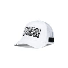 Partch Trucker Hat White  with PARTCH-Clip Pop Love Front View Art Patches, Luxury Brand Packaging, Red Satin Fabric, Aluminum Art, Chic Business Casual, Mens Trucker Hat, Luxury Hats, Black Luxury, Black White Art