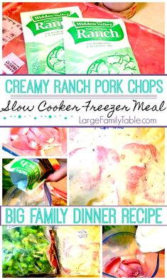 the recipe for creamy ranch pork chops is shown