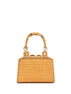 light brown woven wicker design bamboo detailing two rounded handles to the sides magnetic fastening Beige Straw Bag With Intrecciato Weave And Top Handle, Beige Basket Bag With Intrecciato Weave, Luxury Basket Bag With Bamboo Handle, Natural Straw Bag With Intrecciato Weave And Top Handle, Chic Basket Shoulder Bag With Intrecciato Weave, Luxury Beige Straw Bag With Bamboo Handle, Top Handle Straw Bag With Intrecciato Weave, Brown Straw Bag With Intrecciato Weave, Rectangular Straw Bag With Intrecciato Weave