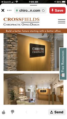 the front page of crossfields chiroptic office design