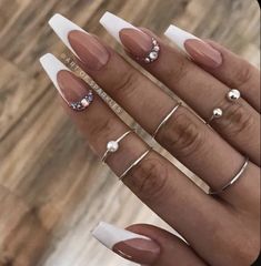 Shorter #nobling Chrome Coffin, Famous Nails, Coffin French, Coffin Design, Chrome Pink, Chrome French, Jade Nails, Acrylic French, White Tip Nails