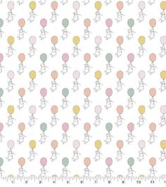 a white background with many balloons and people on it's sides, as well as a ruler