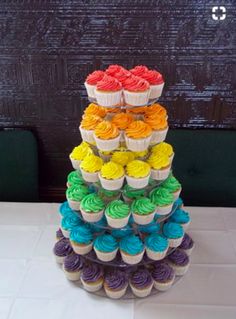 cupcakes are stacked on top of each other