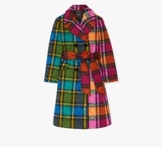 All eyes will be on you when you step out in this colorblocked coat featuring our Grand Plaid print. | Kate Spade Grand Plaid Wool Coat, Marker Pink - Large Plaid Wool Coat, Plaid Coat, Cozy Gift, Double Breasted Coat, Plaid Jacket, Plaid Print, Wool Plaid, Black Friday Sale, Tie Belt