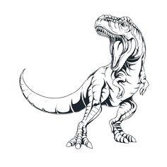 an image of a t - rex dinosaur in black and white