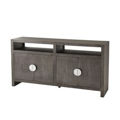 an entertainment center with two drawers and one door on the side, in grey concrete