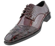 Featuring a fusion of classic design elements and modern, eye-catching accents, This men's Oxford dress shoe by Bolano is a must-have accessory for the dapper gentlemen. You'll always be ready for red carpet season when you finish your formalwear ensemble with distinctive details. This lace-up features a beautiful croco folded print cap toe; the crisscross design on the tip make these shoes truly unique and truly exotic so you can stand out in the crowd. Express your personal style with a select Men's Dress Shoes, Shoe Ideas, Alligator Print, Dapper Gentleman, Lace Tie, Dress Shoe, Classic Man, Shoe Game, Alligator