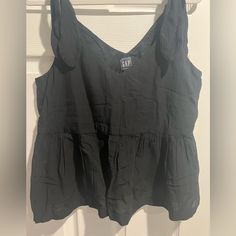 Black Top. Never Worn Trendy Black Tops From Gap, Black Gap Top For Summer, Gap Black Summer Top, Spring Black Tops By Gap, Black Top, Peplum Top, Gap, Womens Tops, Women Shopping