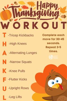 a thanksgiving workout plan with an image of a turkey