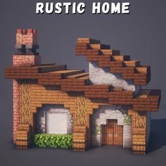 an old house made out of bricks with the words rustic home on top of it