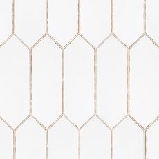 an image of a white tile wallpaper with hexagonal design in the middle