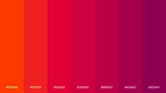 an image of the pantoned color scheme in red and oranges, with different shades