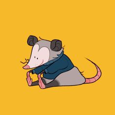 a cartoon rat is sitting on the ground