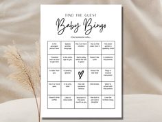 a printable baby shower game with the words find the guest, baby blingg