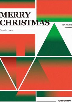 a magazine cover with red and green geometric shapes on the front, along with text that reads merry christmas