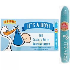 it's a boy blue crayon stick with stork